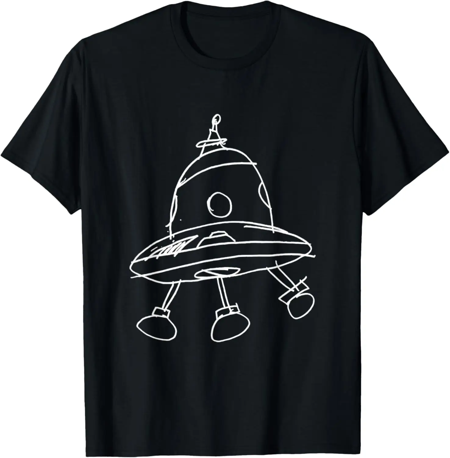 hand-drawn UFO Sketch, Cool Area 51 Alien, Extra-Terrestrial T-Shirt