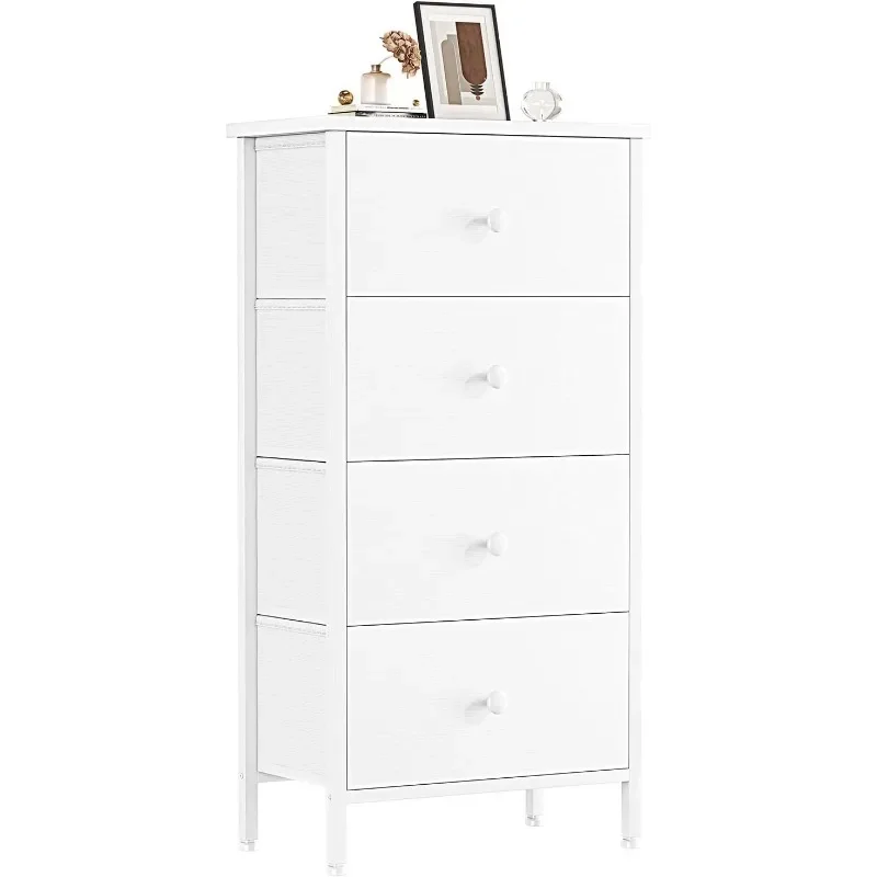 White Dresser for Bedroom, Small Dresser Storage Drawers, 4 Drawer Dresser Kids Dressers Chest of Drawers