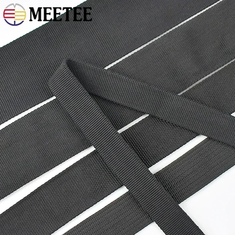 5/10M 1.6mm Thick Black Nylon Webbing Tapes 20-50mm Bag Strap Ribbon Hollow Tubular Garment Decor Band DIY Sewing Accessories