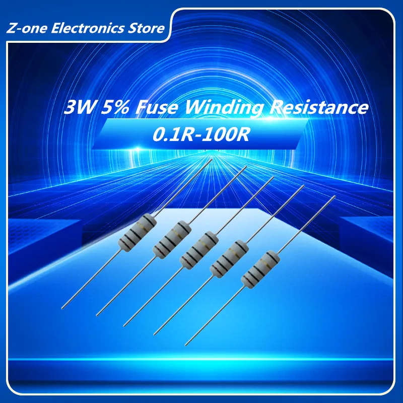 10PCS 3W 5% wire wound resistor Fuse winding resistance 0.1R 0.15R 0.33R 1R 2R 2.2R 3R 4.7R 5.1R 6.8 10R 20R 22R 33R 47R 68 100R