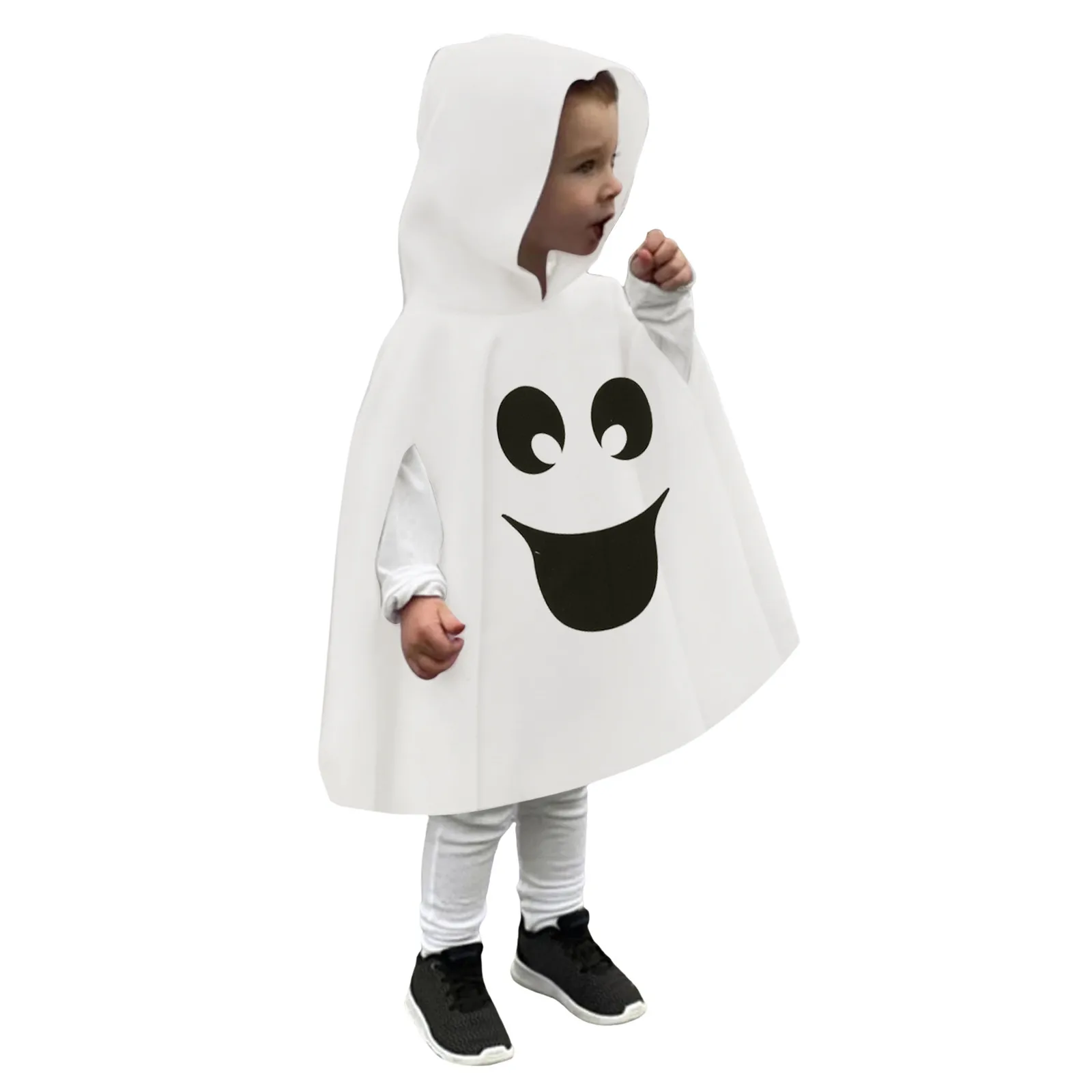 Disfraz de Halloween para niños, capa con capucha con estampado de fantasma, ropa de Cosplay, capa para bebés, niños y niñas, vestido elegante, actuación de Halloween