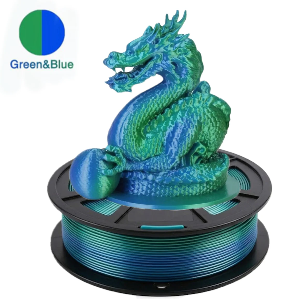 

Silk PLA Filament 1.75mm,3D Printer Filament Dual Color Coextrusion Filament PLA,250g,Silk blue green