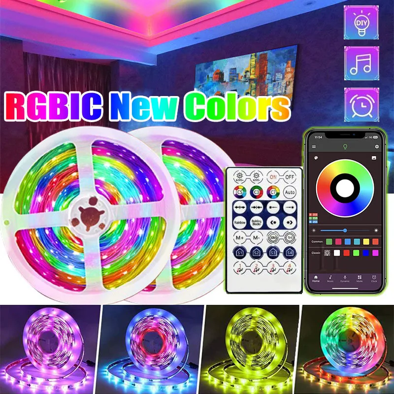 1–30 m USB WS2812b Magic RGBIC Dream Strip Licht 5050 LED RGB Streifen Tuya WiFi App Pferderennen Laufen Atmosphäre Licht Home Deco