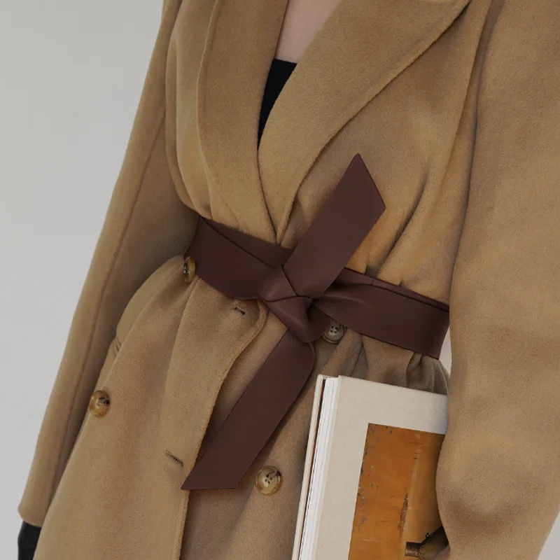 

Женский корсетный пояс из натуральной кожи с высокой талией - модный простой однотонный длинный пояс для женщин