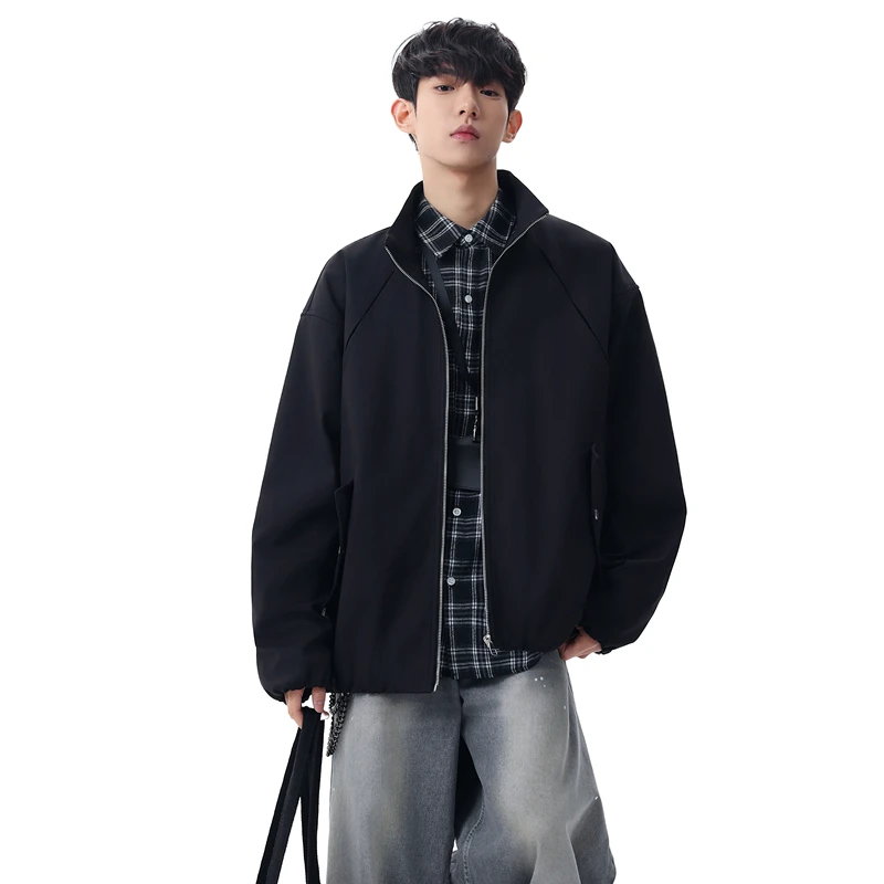 

Spring Autumn Stand Collar Men Jackets Windproof Casual All-match Male Clothes High Quality Comfortable Outerwear Solid Color