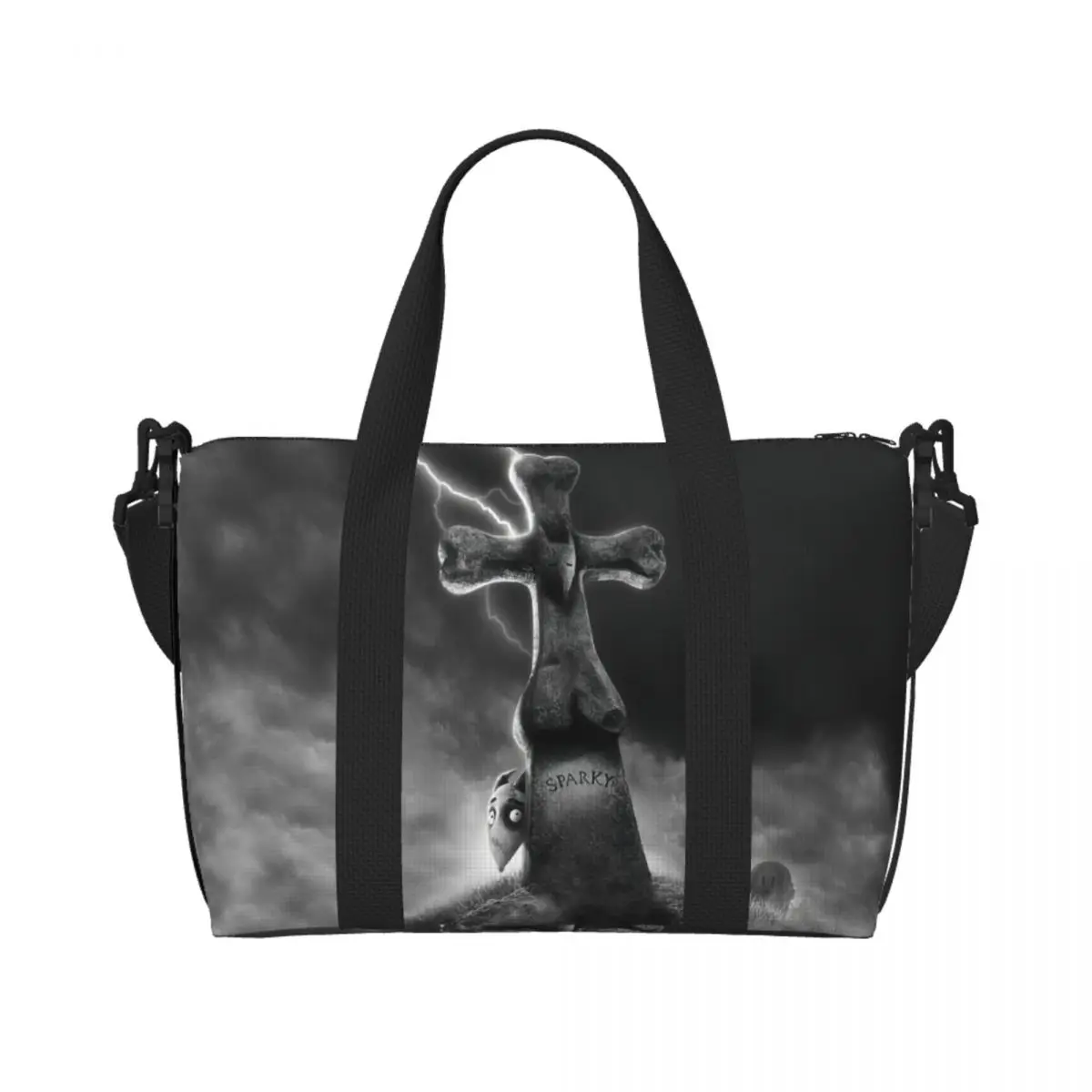 

Custom Frankenweenie Sparky Beach Tote Bag Women Big Compartment Gym Beach Travel Bags