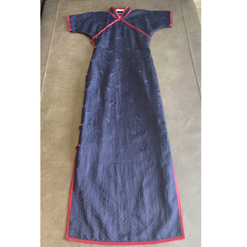 

Ele Deep Blue Koi Carp Triangular Collar Handmade Slim Fit Open Front Waist for Young Women Summer ort Sve Daily Wear