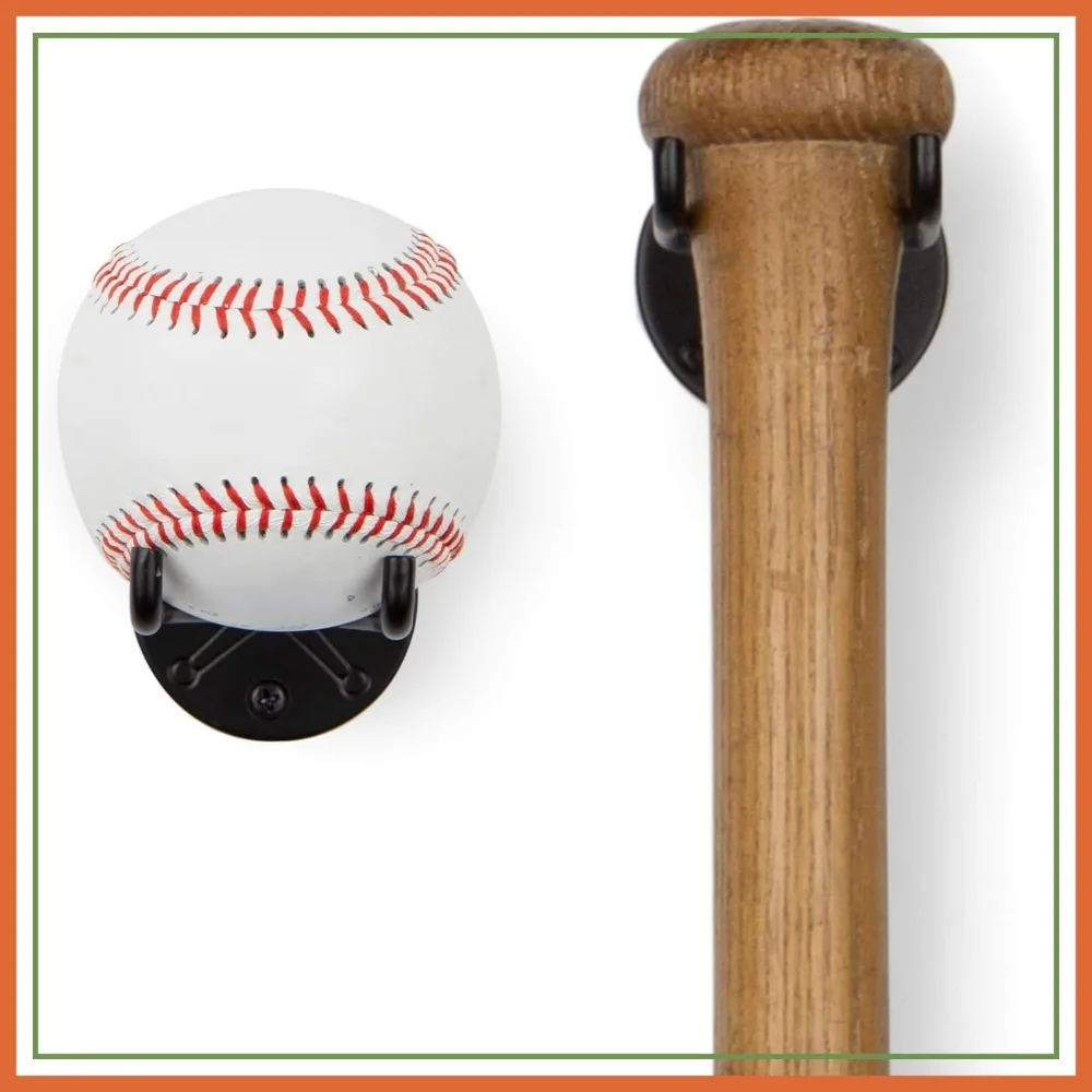 

Baseball Bat Wall Mount Display Holder Set of 2 - Sports Memorabilia Storage Rack for Man Cave, Black