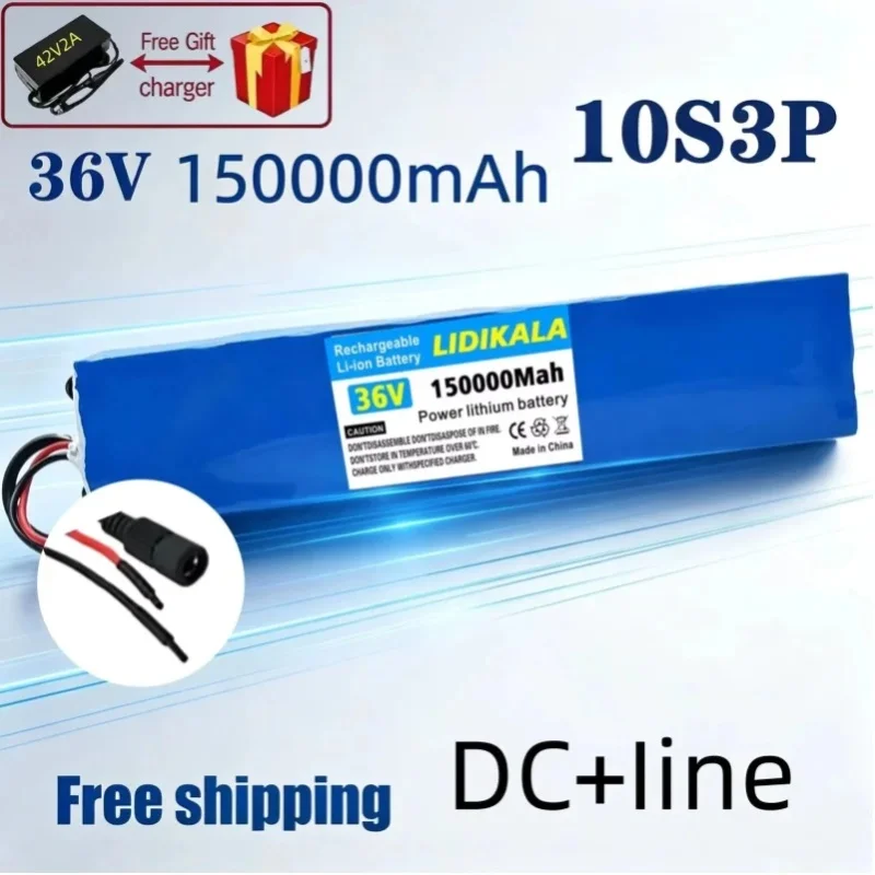10S3P 36V 150000mAh wiederaufladbarer Lithium-Ionen-Akku, 250W-1000W Hochleistungs-Upgrade, mit BMS und speziellem Ladegerät im Lieferumfang enthalten, geeignet für die meisten faltbaren