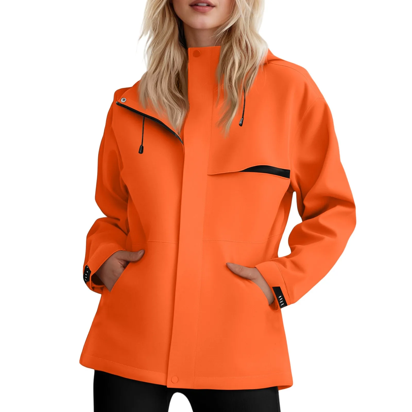 

Women Casual Zipper Hooded Jacket Solid Color Breathable Windproof Waterproof Thin Jacket Outdoor Camping Mountaineering Clothin