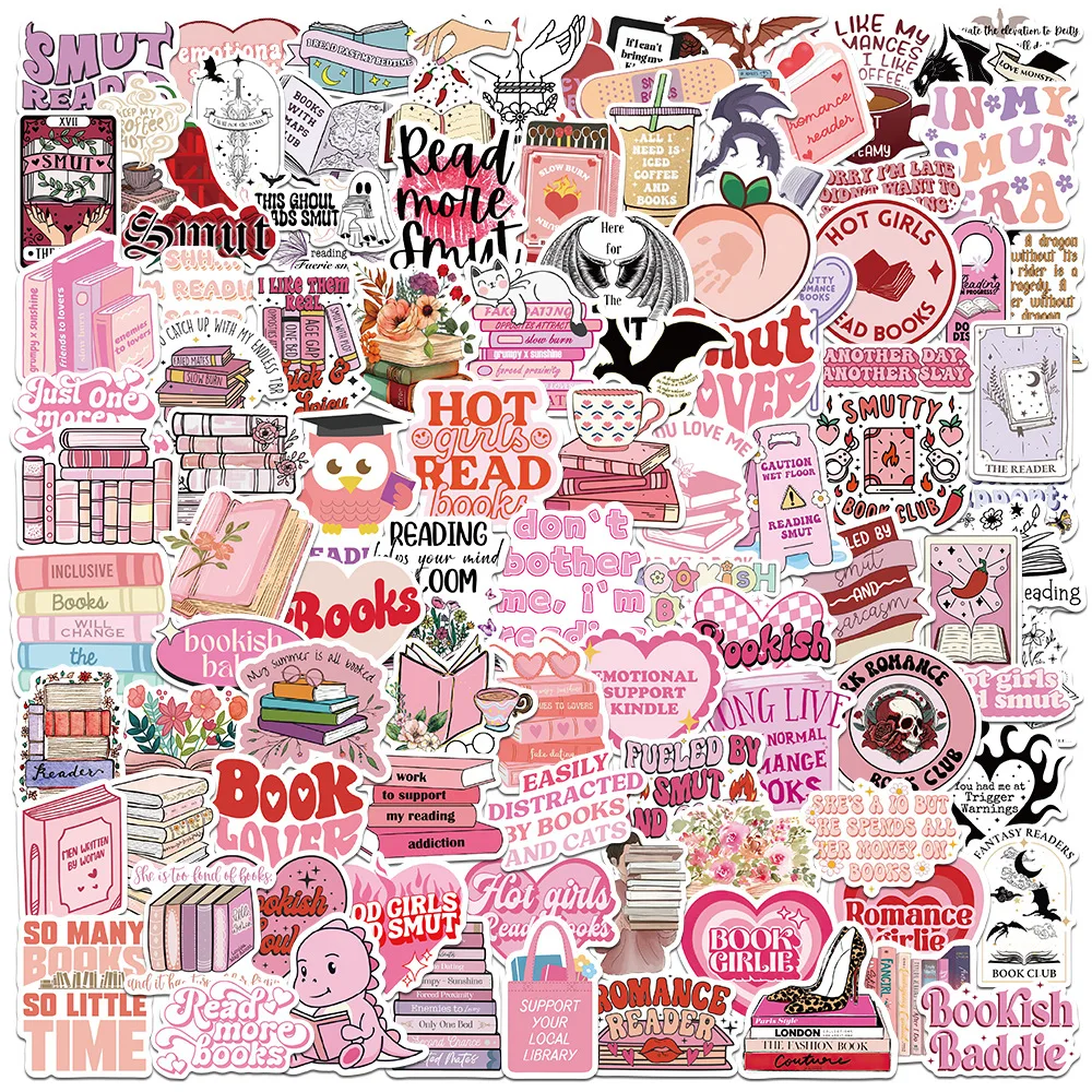 10/51/102 Stuks Schattige Roze Leesboek Boekawish Stickers Kawaii Stickers Diy Skateboard Notebook Laptop Telefoon Cup Decoratieve Sticker