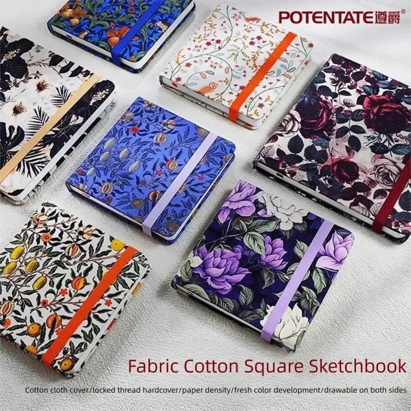 

POTENTATE хлопковая квадратная акварельная бумажная книга, пустой блокнот для начинающих, 24 листа, 300 г (140 фунтов), бумага для художественного рисования, альбом для рисования