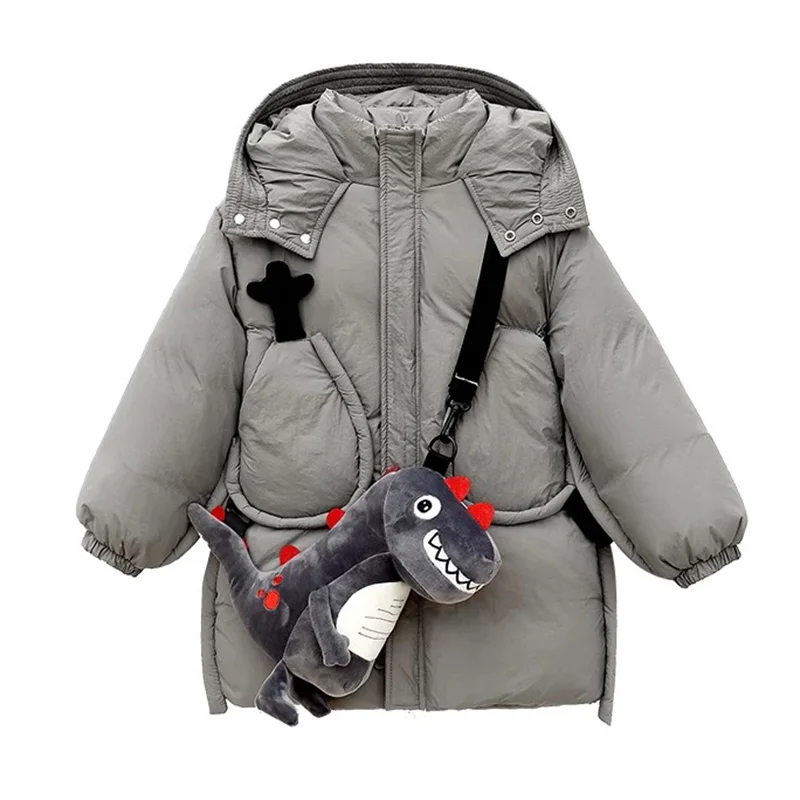OLEKID 2025 سترة شتوية للفتيات الكرتون ديناصور حقيبة سميكة الدافئة طفلة أسفل سترة 1-8 سنوات الاطفال فتاة معطف خارجي #6