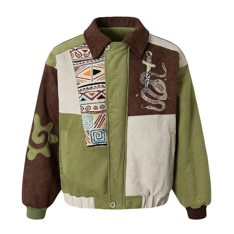 

Винтажные зимние куртки на хлопковой подкладке, пальто Harakuju, уличная одежда, лоскутная повседневная верхняя одежда, топы для мужчин, парка