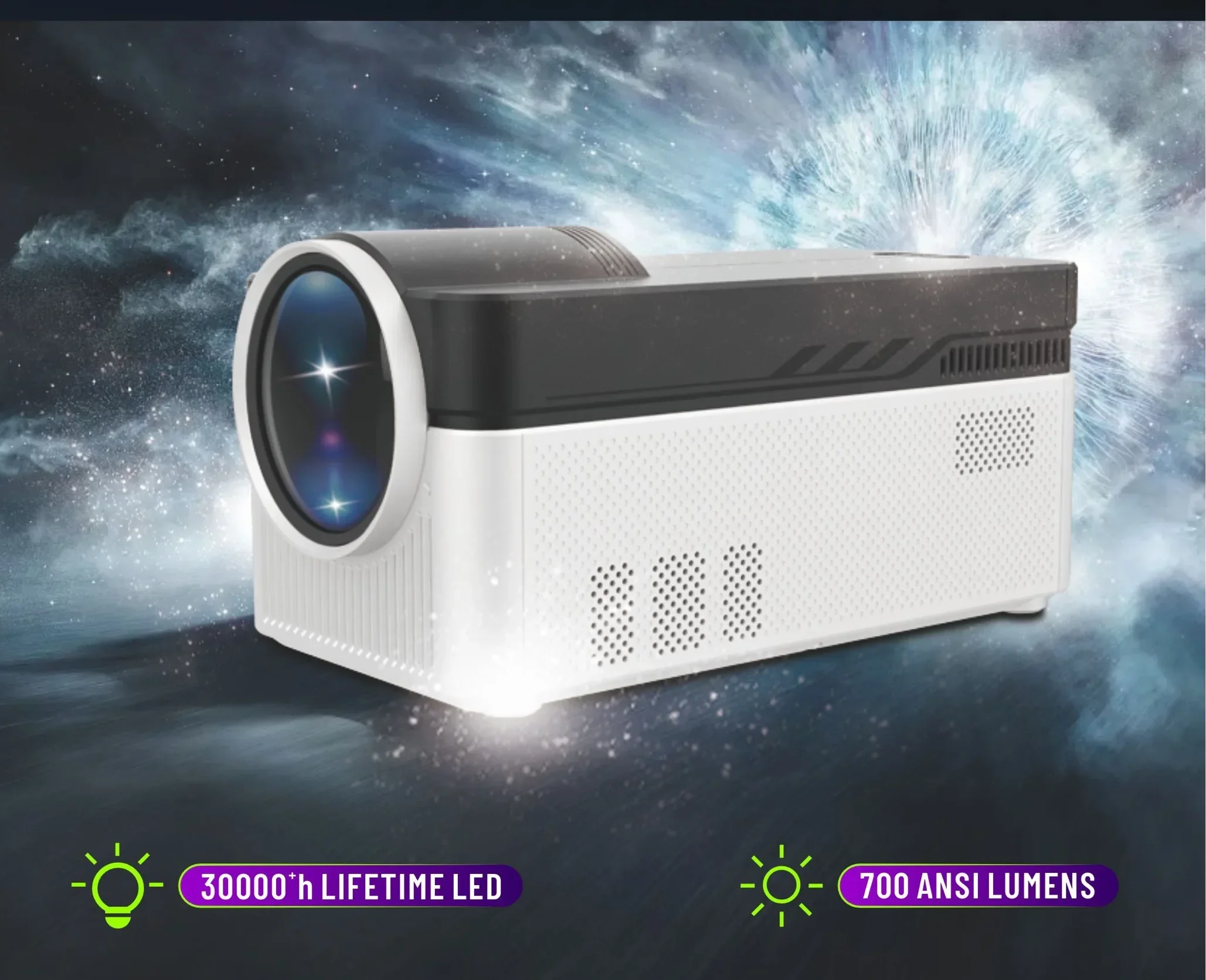 2025 دقة الصورة Hy450 Mini المحمولة مع 700 لومن 2 جيجابايت رام 32 جيجابايت روم جهاز عرض Led 4k للاستخدام المنزلي