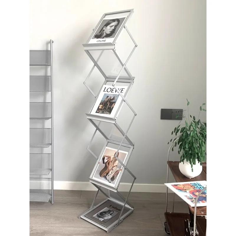 Retro shooting folding book and newspaper rack storage floor-to-ceiling medieval magazine rack display