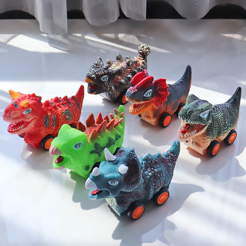 Cartoon Toy Car Animal Children's Inertia Car Soft Rubber Dinosaur Taxiing Fall Resistant Mini Car