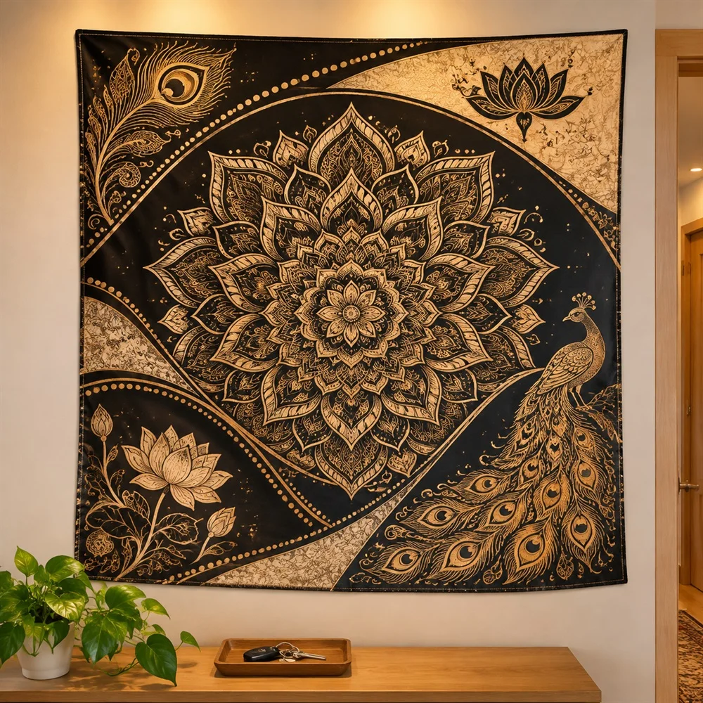 VIKAMA Indian Mandala Tapestry Wall Hanging, HD Print Washable Wall Art, Hippie Bohemian Decor for Bedroom Dorm Living Room Yoga