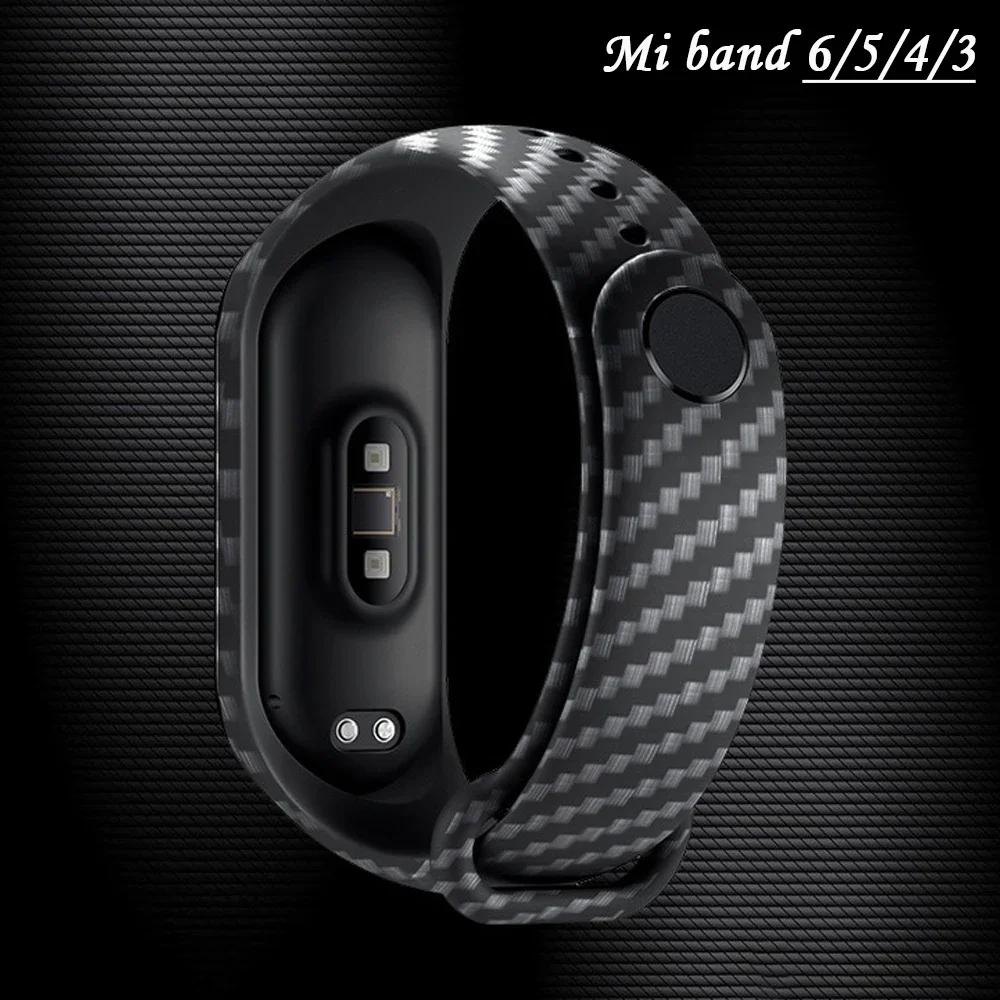 Ремешок из углеродного волокна для Xiaomi Mi Band 7 nfc, браслет для умных часов MIband 5, силиконовый браслет correa Mi Band 4 5 3 6, аксессуары