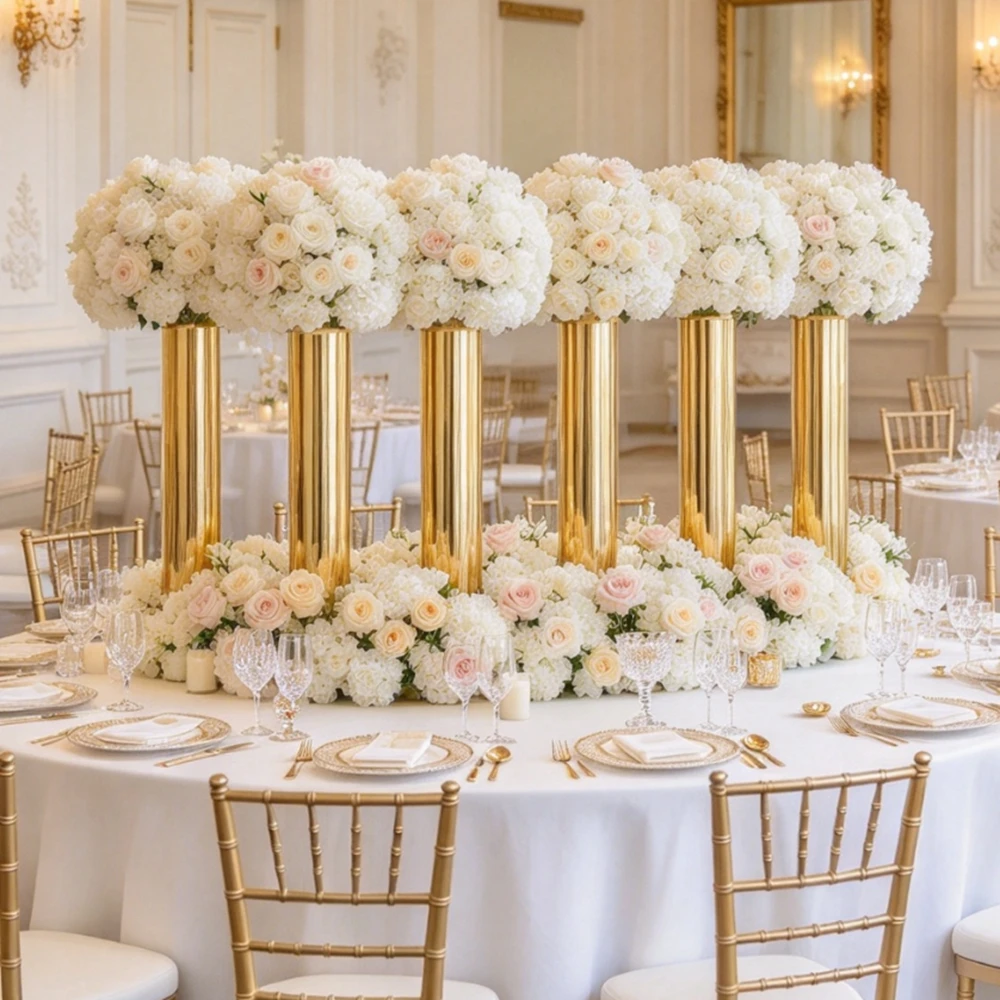 3-10psc 60-114cm  Design Popular Round cyliner sliver/Gold Stainless Steel Stand for Wedding Table Centerpiece Decoration