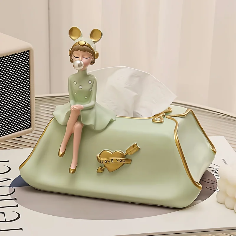 

High-end Nordic Creative Bubble Girl Ornament, Light Luxury Home Living Room Desktop Coffee Table Tissue Box Decoration