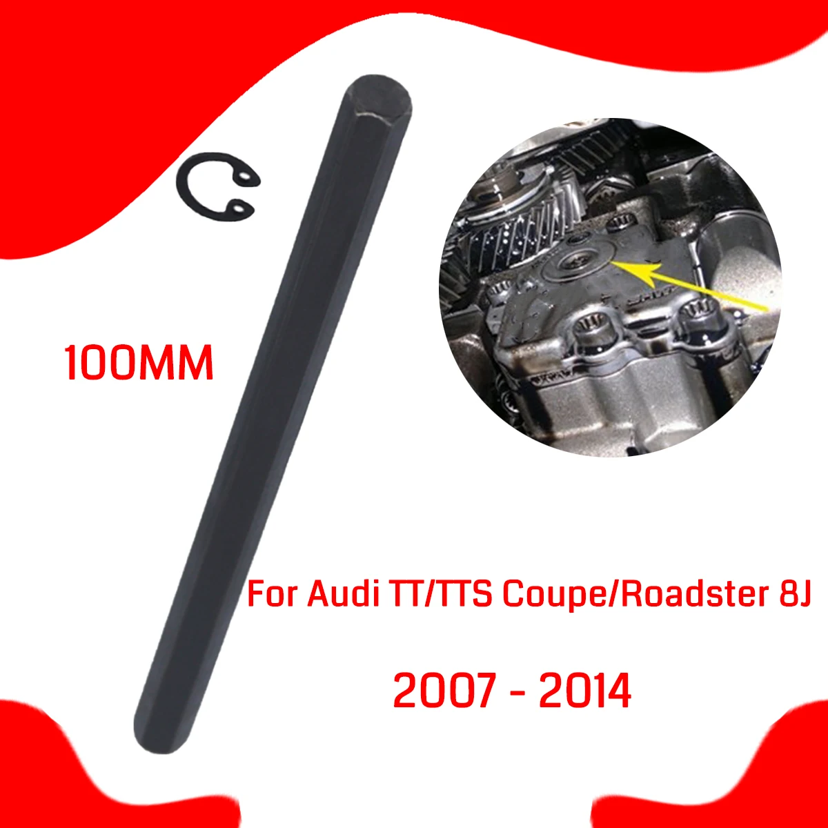 

100mm Oil Pump Drive Key For Audi TT/TTS Coupe/Roadster 8J 2007-2014 Engines Hex Allen Balance Shaft With Securing Ring Circlip