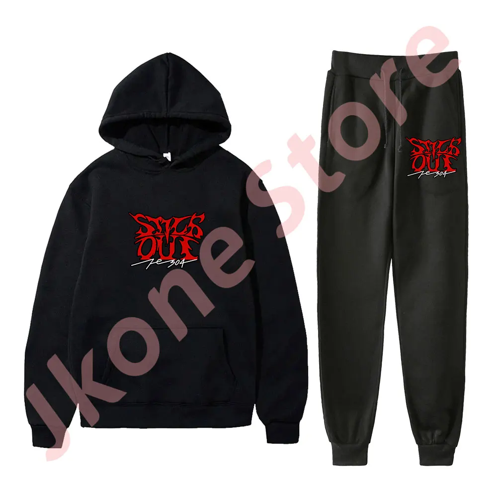 

Kpop NMIXX Fe3O4 Stick Out Logo Merch толстовки брюки для бега комплект зимние женские и мужские модные уличные толстовки