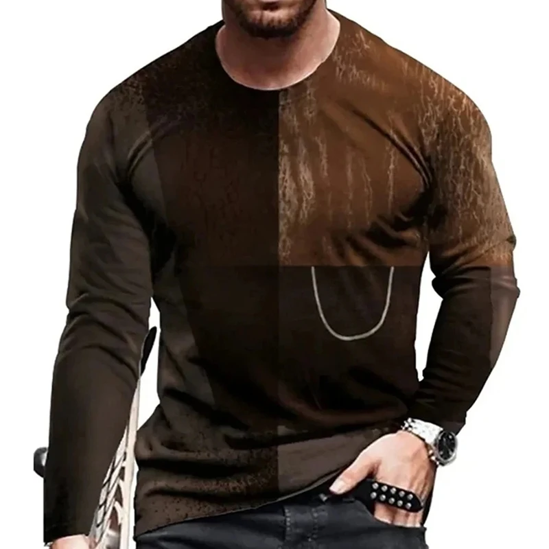 New Tide Skull Pattern European Size long Sleeved T-shirt For Men\'s Casual Autumn Top Round Neck Tee