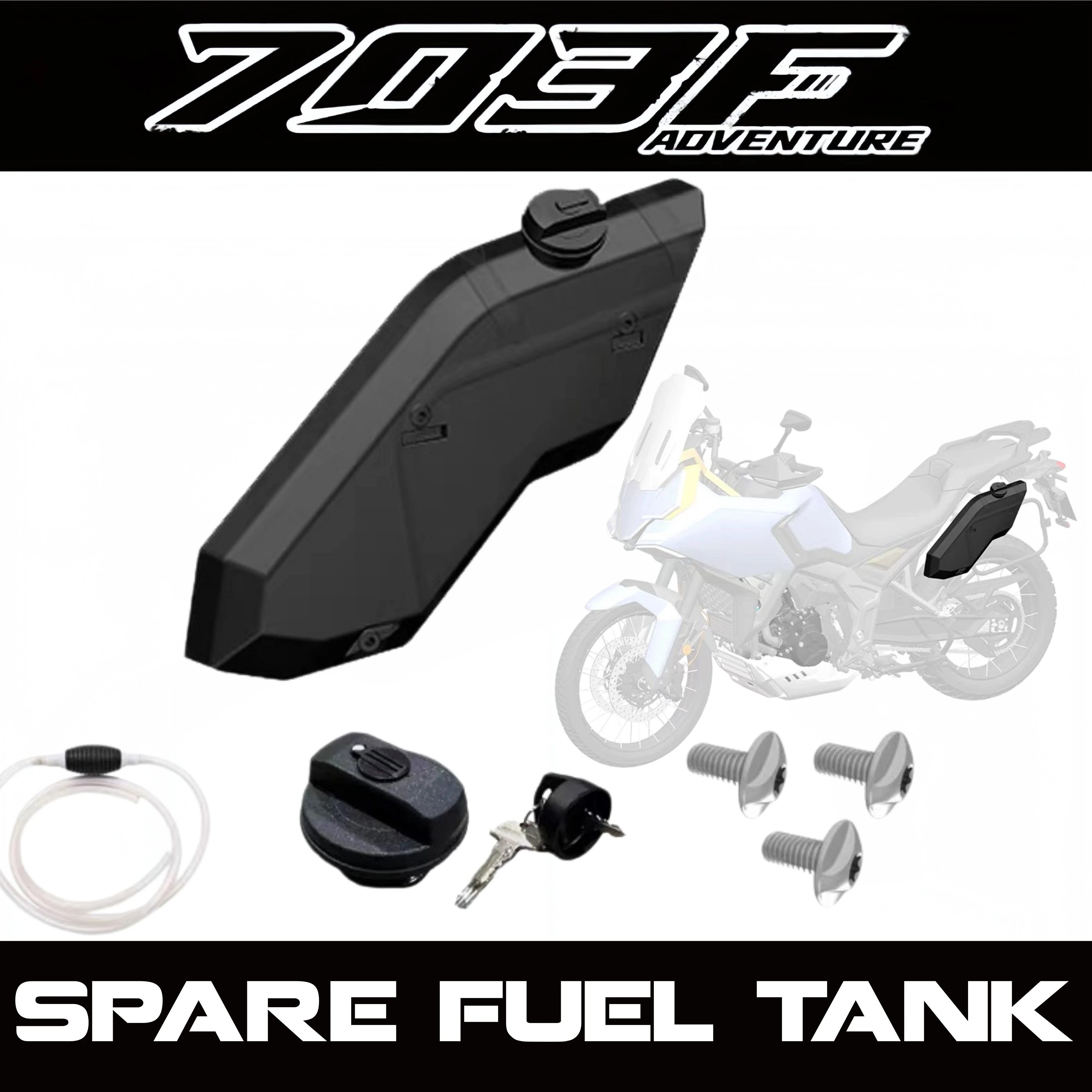 zontes-zt703fオートバイには、専用の予備燃料タンクが使用され、補助燃料として使用される場合があります。