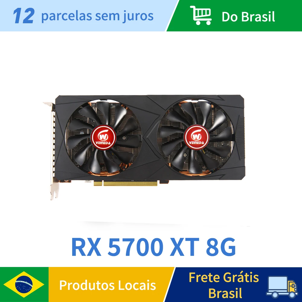 Veineda-placa gráfica rx 5700xt, 8gb, gpu, gddr6, 256bit, 8pin + 6pin, 7nm, dp * 3, hdmi * 1, para desktop