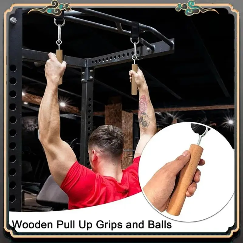 

Premium Wooden Handle Pull Up Ball Grip Finger Strengthener Exerciser Arm Muscle Strength Workout Climbing Fitness Accessories