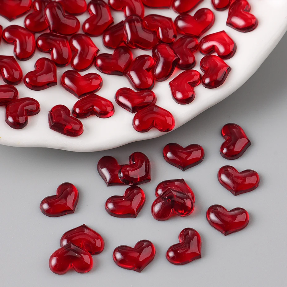 Breloques pour ongles en forme de cœur d'amour rouge 3D pour la saint-valentin, 100 pièces, pierres précieuses à fond plat de haute qualité pour décorations de manucure à faire soi-même
