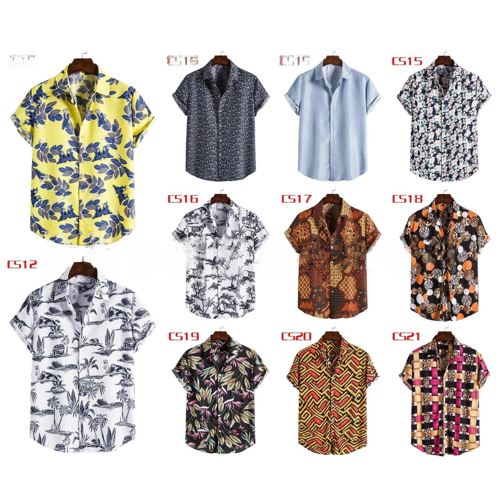 

Men's Printed ort Sve irt Collared Top Floral Pattern Loose Fit Summer Wear Casual Spor Sle Thi Fabric