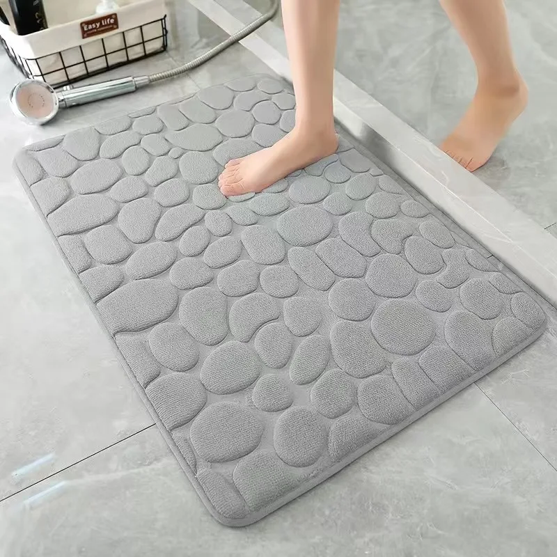 

Cobblestone Embossed Bath Mat Non-slip Bathroom Carpets In Wash Basin Bathtub Side Floor Rug Shower Room Doormat Memory Foam Pad