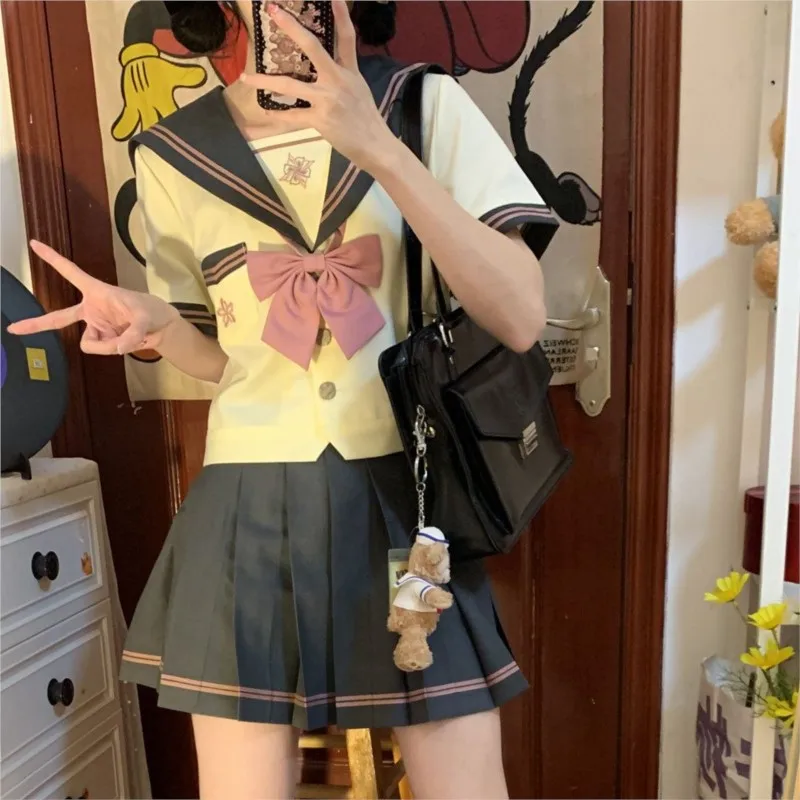 Women's water hand uniform outfit Japanese and Korean authentic jk uniform suit long/short sleeve college style Sailor Suit