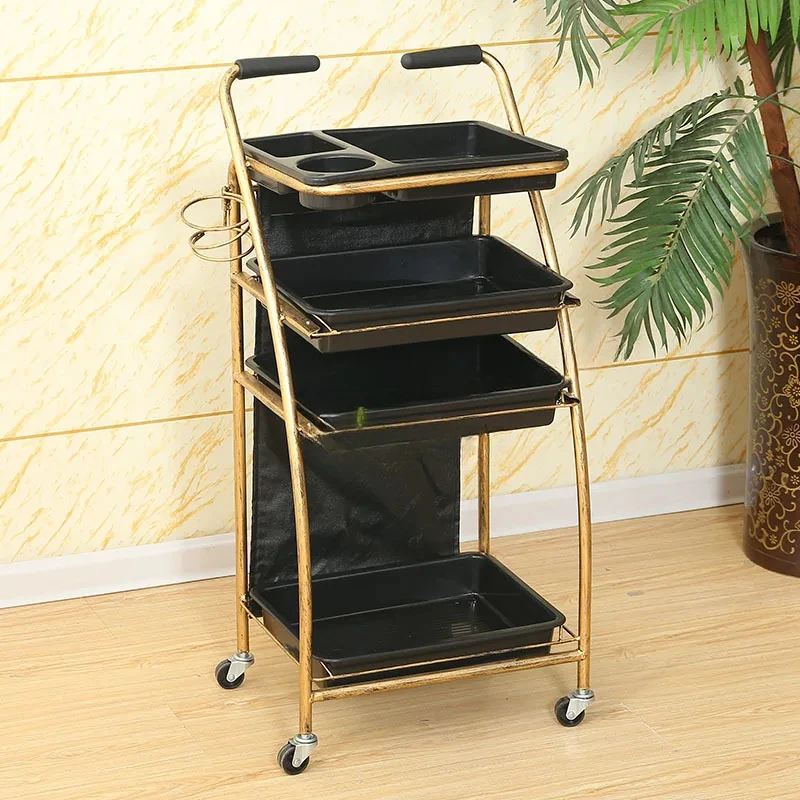 Hair Rolling Cart Professional Hairdressing Stroller Beauty and Barber Shop Utility Trolley with Table Mobile Organization Unit