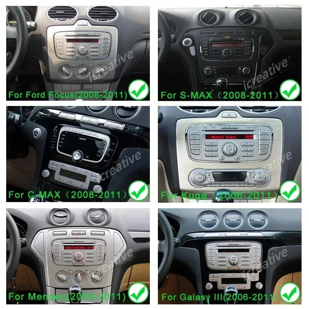 2 Din Android Radio WiFi 4G LTE lettore Video multimediale per auto per Ford Focus Mondeo C-MAX S-MAX Galaxy II Kuga Carplay unità principale