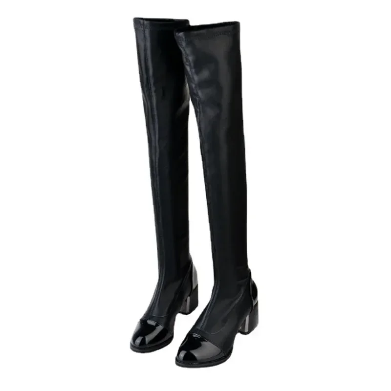 Black Over The Knee Boots Women Winer Shoes Sexy High Heels Women Boots Fashion Designer Long Boots With Fur Warm Women\'s Boots