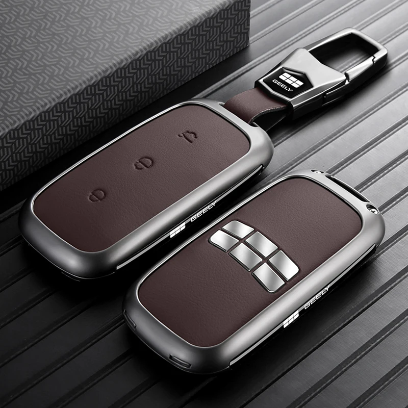 Capa de Chave de Carro em Liga e Couro de Alta Qualidade para Geely Galaxy L6 L7 E8 E5 Xingyao 8 - Acessório Automotivo Masculino