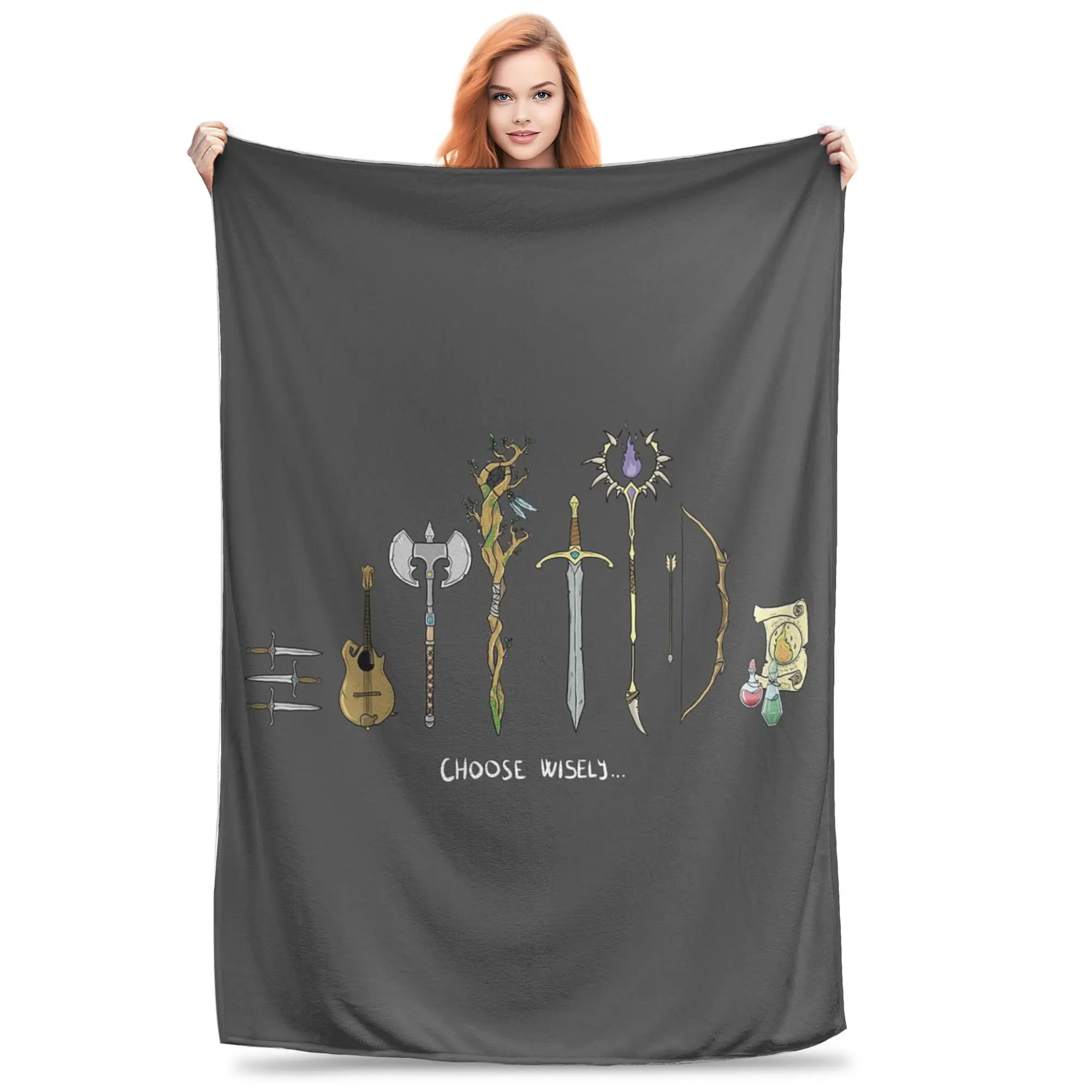 Chose wisely, DnD classes option Blanket Soft Warm Flannel Throw Blanket Bedding for Bed Living room Picnic Travel Home Sofa