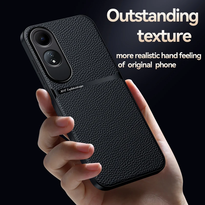 For OPPO A60 4G Case With Metal Plate Phone Case For OPPO A60 A 60 60A CPH2631 Car Magnetic Holder Shockproof Leather Back Cover