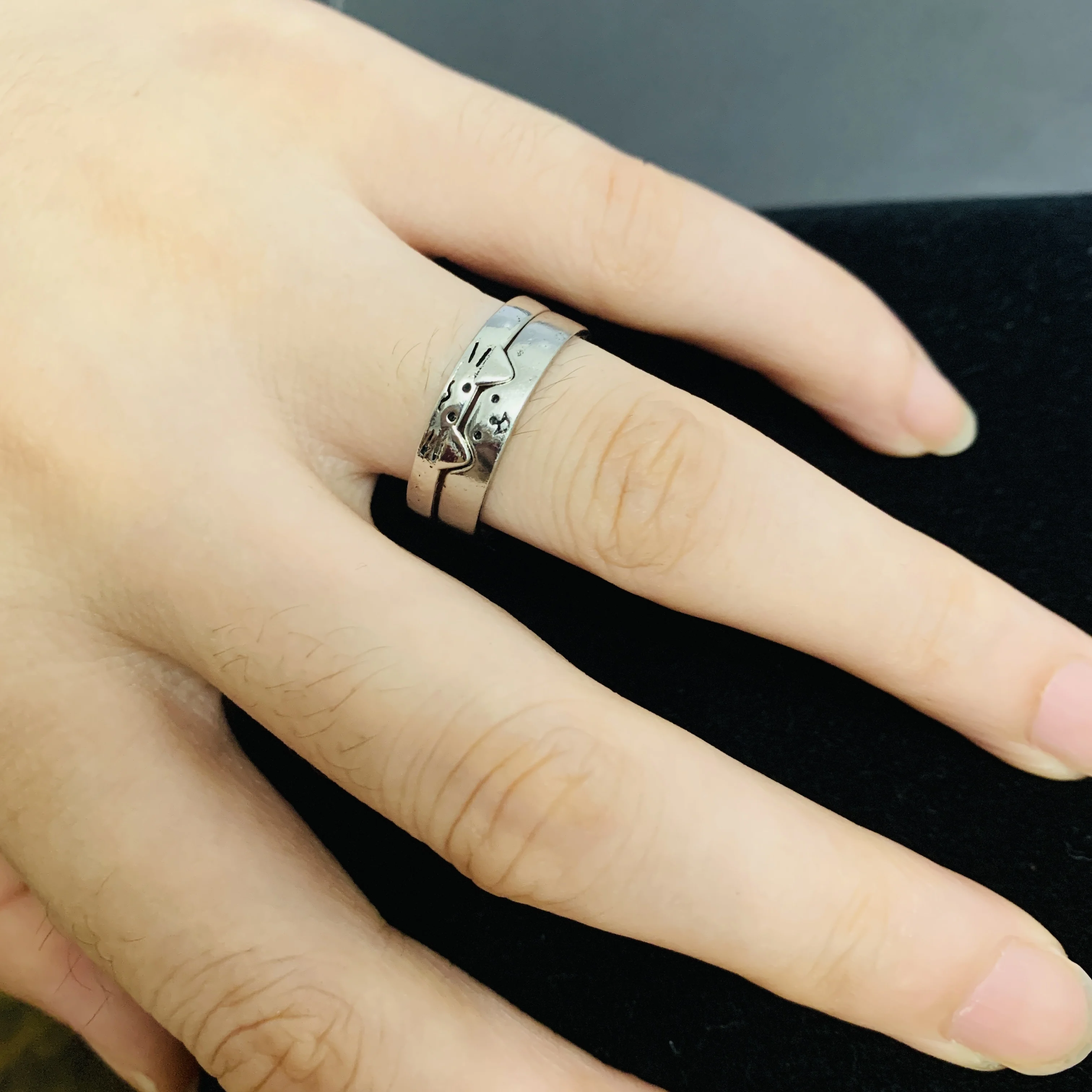 Женские-парные-кольца-с-милым-дневником-кота-и-собаки-регулируемый-комплект-открытых-колец-с-дизайном-котенка-и-щенка-нишевый-стиль