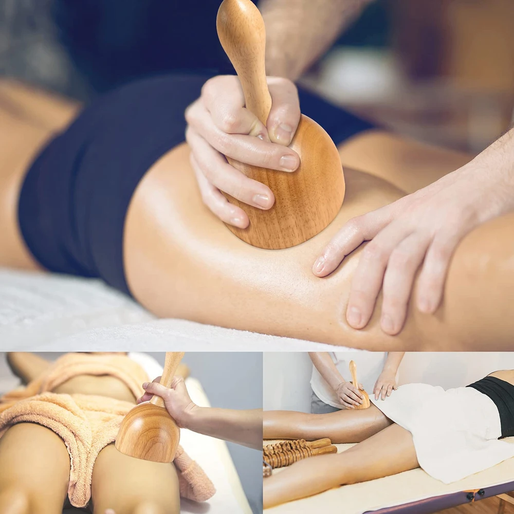 Wood Therapy Massage Tools,Wooden Massager Roller,Gua Sha Cup,Maderoterapia Kit for Lymphatic Drainage,Anti Cellulite