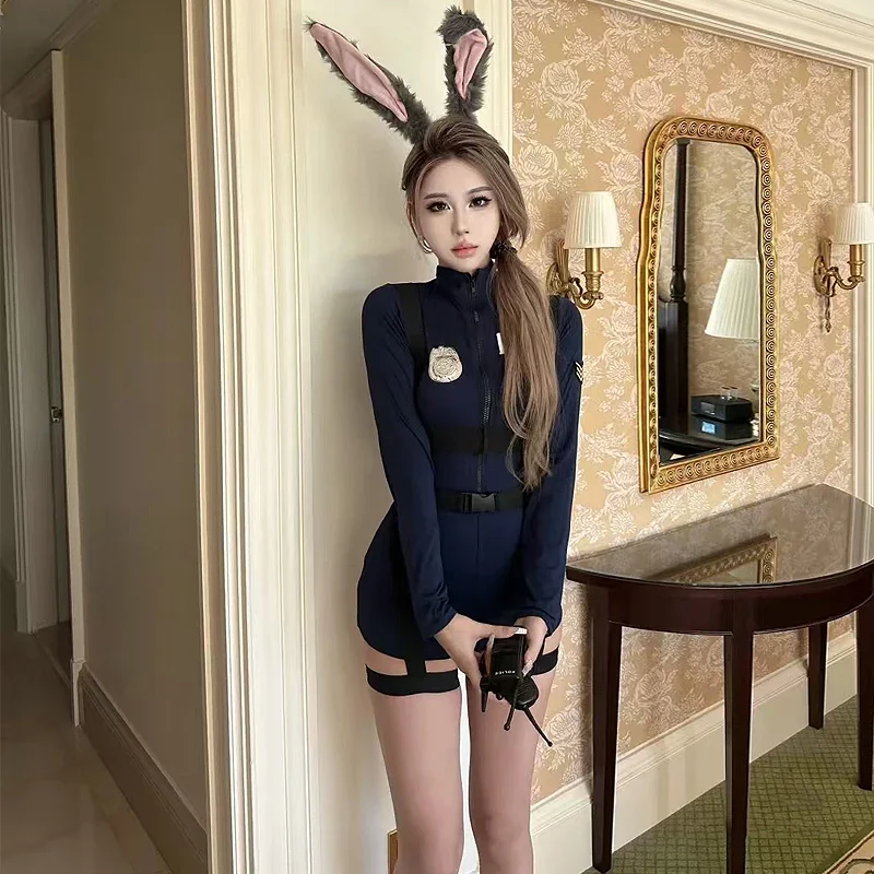 Sexy Cosplay Costumes Hot Rabbit Police Woman Jumpsuit Halloween Costume For Women Tempting Uniform Seductive Performance Cloth