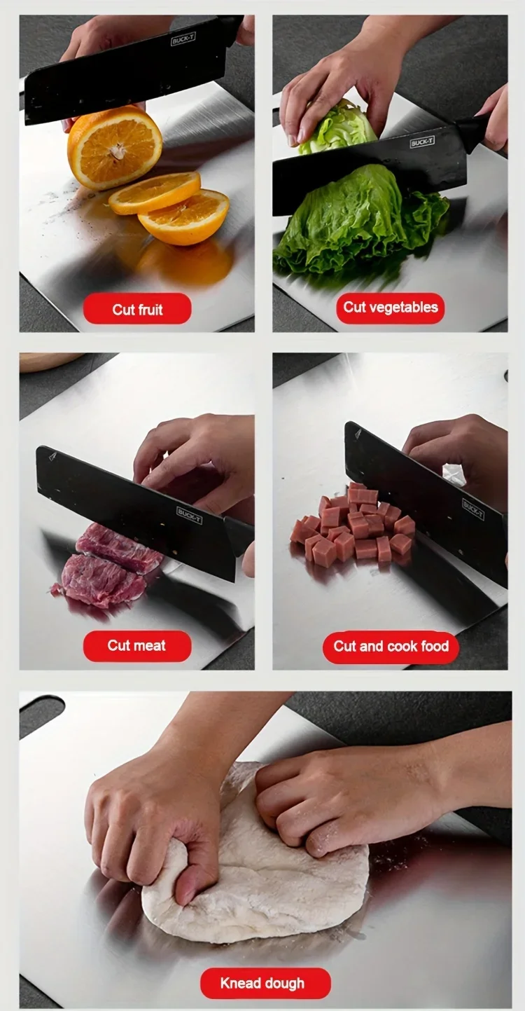 2-teiliges Schneidebrett-Set aus Edelstahl – robust, rutschfest, für Fleisch und Gemüse | BPA-frei und rostfrei – Detail 7