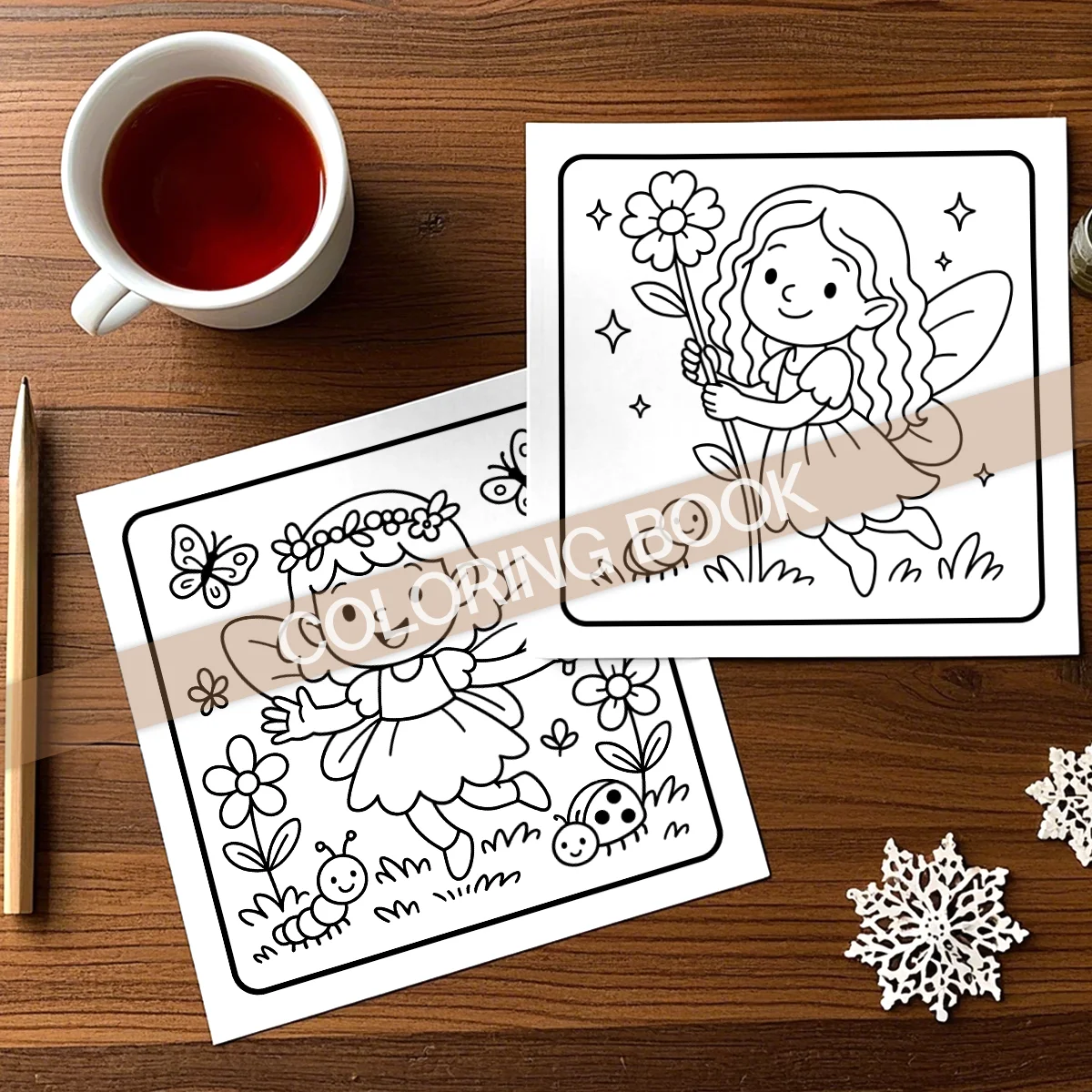 FLOWER FAIRY Cute & easy Patterns Coloring Book for Adults Children Cute Drawing Book Perfect Gift for Party and Birthday