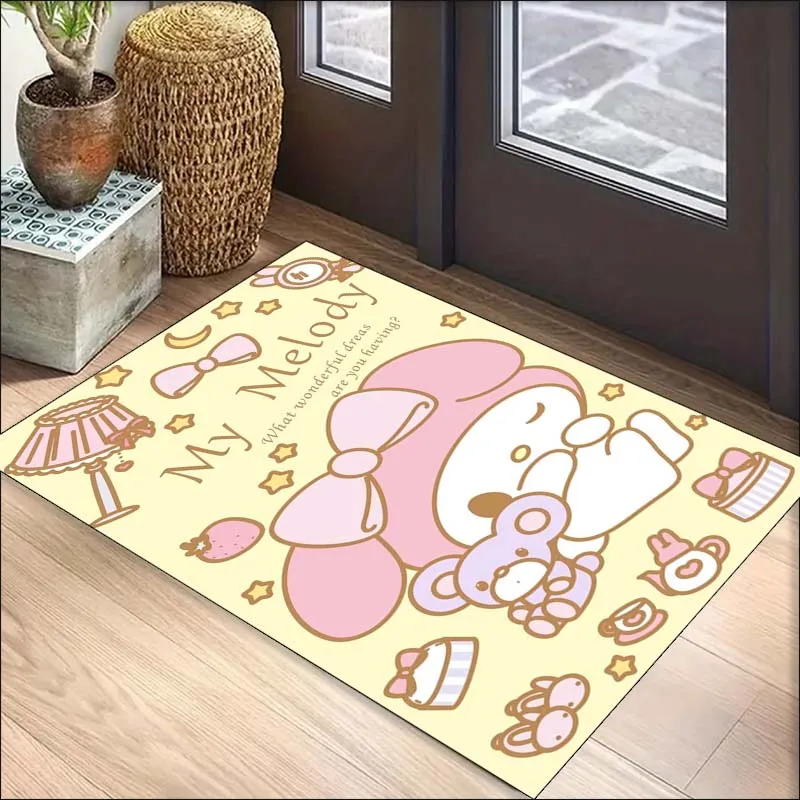 Cute Cartoon Sanrio Melody Print Carpet Living Room Bedroom Large Area Soft Comfortable Decorative Carpet Exquisite Gift