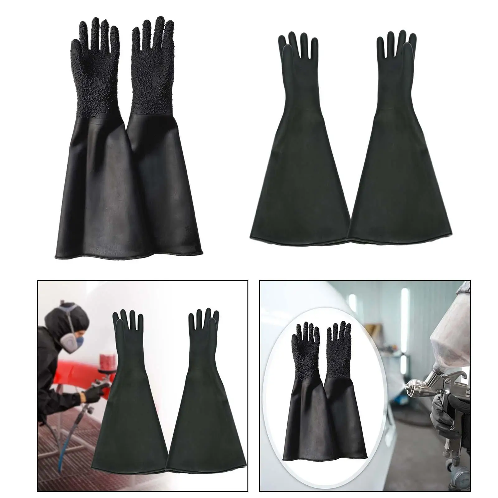 Rubber Gloves Sand Blasting Gloves for Sandblast Blasting Sandblast Cabinet