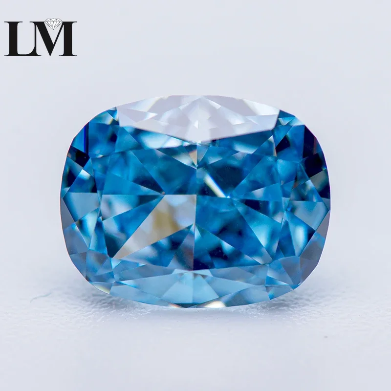 

Cubic Zirconia Stone 5A Grade Fancy Blue Color Cushion Shape 4k Crushed Ice Cut Lab Synthetic CZ Gems Extremely Shiny Quality