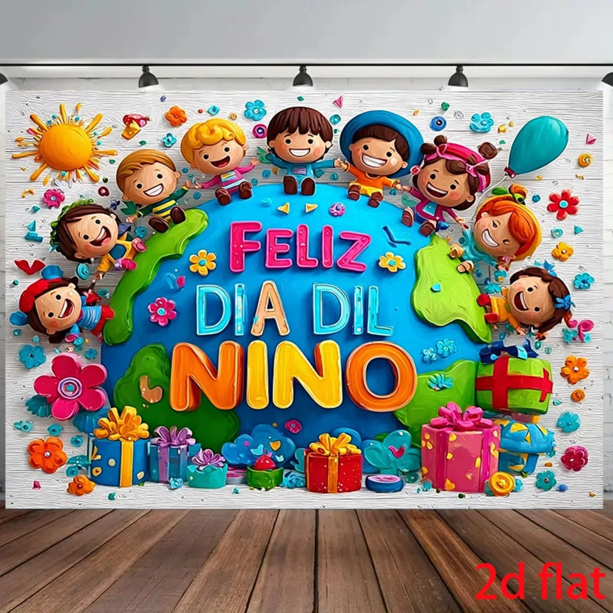 1 Artikel – 2D-Flachdesign für Festlichkeiten – Lebendiges Regenbogen- und farbenfrohes Illustrationsdesign, übergroßes Hintergrundbanner, Party